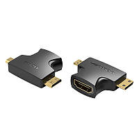 Переходник Vention Mini HDMI + Micro HDMI - HDMI 4K@30Гц 1080p@60Гц 3D с Аудио Черный
