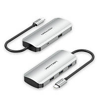USB хаб Vention Type-C - 4x USB 3.0 + Micro-USB 5 в 1 5 Гбіт/с USB-C Додаткове Живлення через Micro-B Концентратор Док-станція HUB