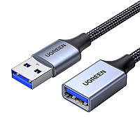 Кабель Ugreen 1м USB 3.0 Удлинитель 5 Гбит/с USB-A папа на USB-A мама Адаптер в Нейлоновой Оплетке Черный