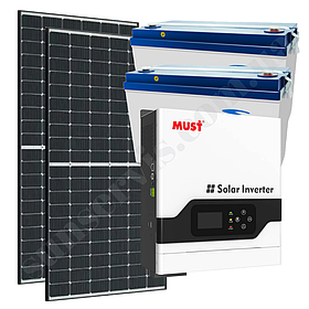 3 кВт Дім-820 автономна сонячна станція з ФЕМ 0,82 кВт гелевими АКБ 24В з резервом 1,9 кВт*год МРРТ контролер
