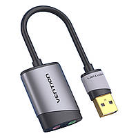 Звуковая карта Vention USB - 2x 3.5мм minijack с поддержкой микрофона 16 бит/48 кГц TRS Наружный Адаптер