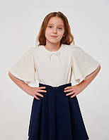 Блузка (короткий рукав) для девочки SMIL 114904 Молочный