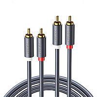 Кабель Ugreen 3м 2RCA-2RCA Стерео Тюльпаны Hi-Fi Звук Аудиоадаптер Черный