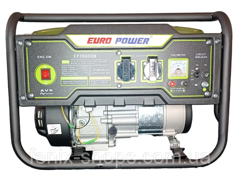Генератор бензиновий Europower EP3900DX 3,2 - 3,5 кВт з ручним пуском на ніжках/баком 10 літрів