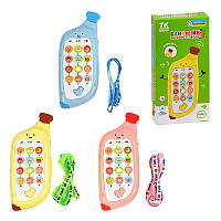 Детский телефон с прорезывателем "Бананчик" TK-85544, укр., 3 цвета