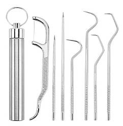 Набір інструментів для чищення зубів 7 шт + футляр метал