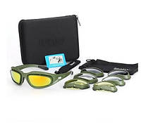 Защитные очки с поляризацией Daisy c5 олива + 4 комплекта линз.woodland