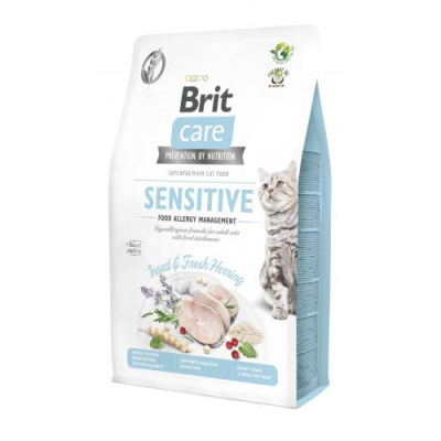 Сухий корм для котів з чутливим травленням Brit Care (Бріт Кеа) Cat GF Sensitive Insect з комахами та рибою 2 кг