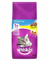 Сухой корм для взрослых котов Whiskas Sterile с курицей 14 кг (5900951259418)