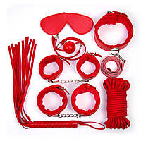 Игровой БДСМ набор 7 предметов плетка, наручники, кляп, маска, ошейник, веревка Passion