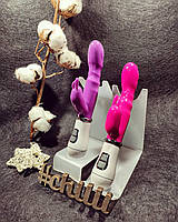 Вибратор, двойной комбинированый клиторально вагинальный, игрушка для женщин Кролик G-spot Candy