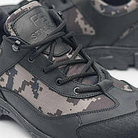 Черные кроссовки тактические пиксель ВСУ ЗСУ военные,демисезонные,осенние,на осень мужские армейские,кожаные