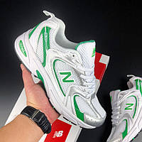 Женские кроссовки New Balance 530 сеточка летние молодежные повседневные белые зеленые