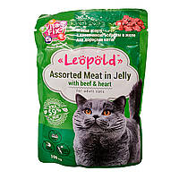 Влажный корм для котов Leopold Говядина и сердце 100г