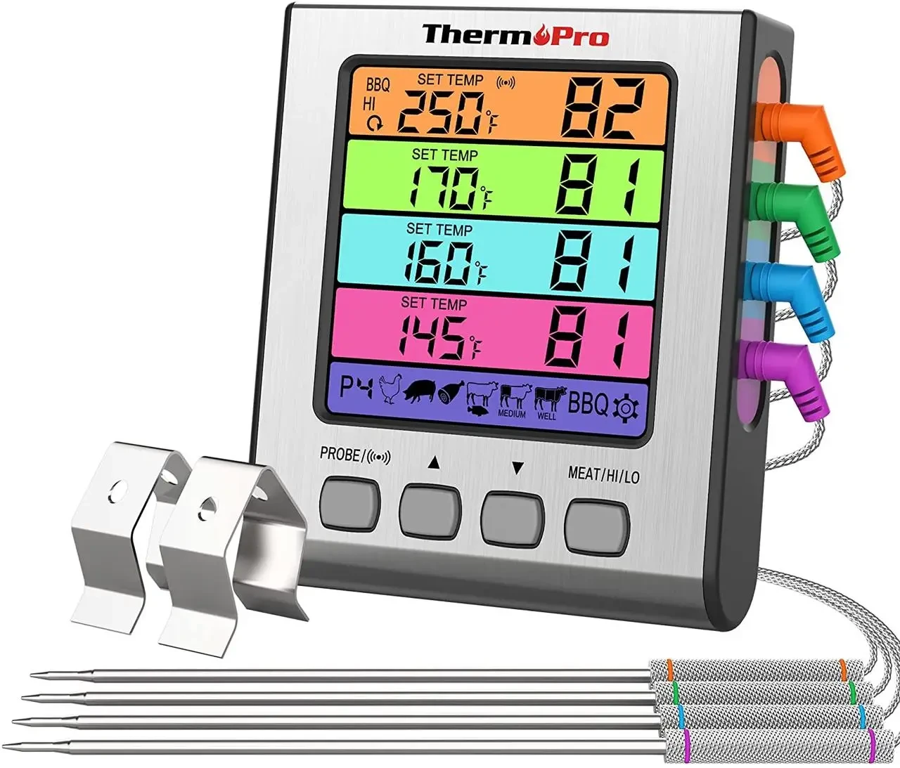 ThermoPro TP17H Цифровий термометр для м'яса з 4 температурними зондами, сигналізацією й підсвіткою, фото 1