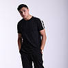 Чоловіча спортивна футболка Kappa з лампасами чорна Каппа, фото 3