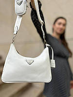 Женская сумка Prada Big Re-Edition White Прада маленькая сумка на плечо красивая, легкая сумка из эко-кожи
