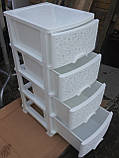 Комод пластиковий білий на 4 ящики ажурний виробництво Україна, фото 4