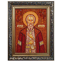 Икона "Святой Филарет Милостивый" янтарная 15х20