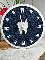 Деревянные Эко-часы Зуб 40 см со стабилизированным мхом настенные Часы для стоматологии Декор в стоматологию