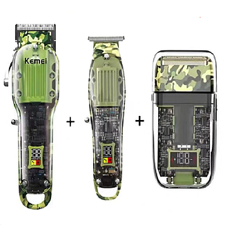 Комбо-набір Kemei Set Military (Машинка + тример + шейвер) (KM-1926+KM-TX7+KM-1928), фото 1