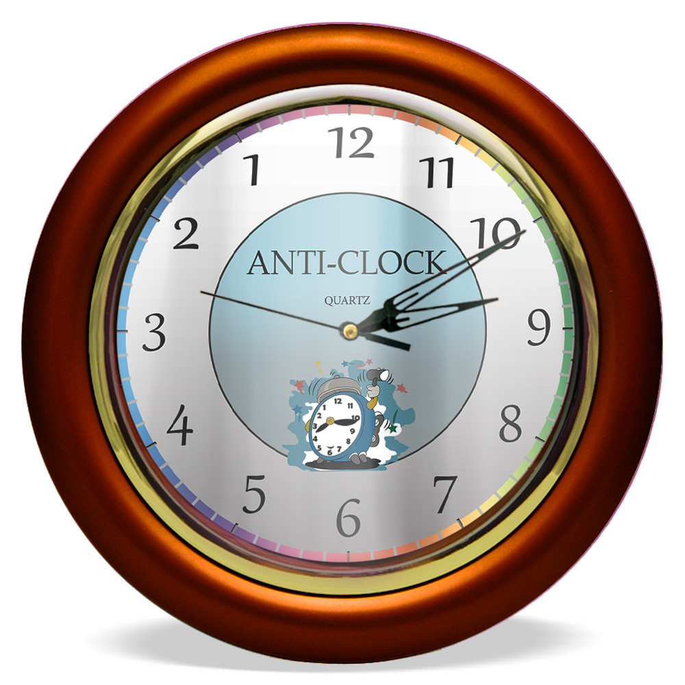 Часы с обратным ходом Anti-clock Ц013 (коричневые) - фото 1 - id-p1922192835