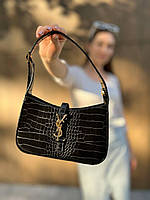 Женская сумка из эко-кожи Ysl Hobo black Ив Сен Лоран Хобо Yves Saint Laurent чёрного цвета молодежная