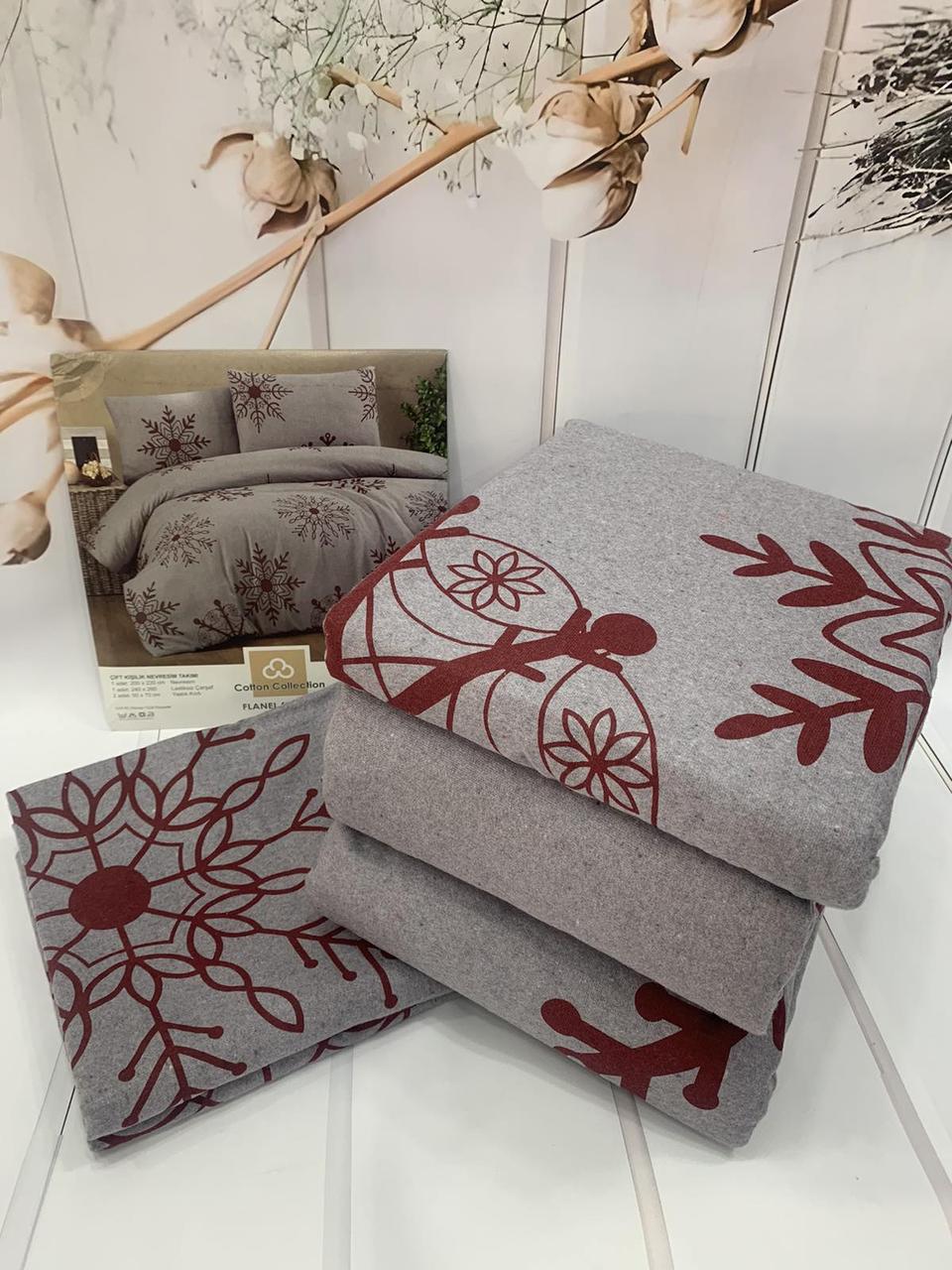 Постільна білизна фланелева байкова євро розмір Cotton Collection 016, фото 1