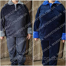 Тепла махрова жіноча піжама домашній костюм 50,52,54,56,58,60,62, фото 3