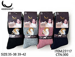 Шкарпетки жіночі Ioosoo 23117 вис. ангора з махрою різні кольори р.35-38/39-42 (уп.12 пар)