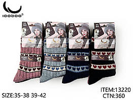 Шкарпетки жіночі Ioosoo 13220 вис. ангора різні кольори р.35-38/39-42 (уп.12 пар)