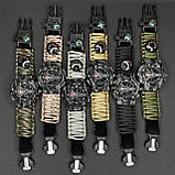 Тактичний багатофункціональний годинник Patriot 005 Тризуб срібло Сірий камуфляж Паракордовий ремінець Desert Camo + Короб, фото 2
