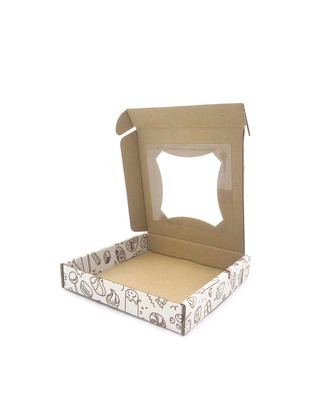 Коробка с принтом для пряников 145х145х25, упаковка для сладостей с окошком - фото 2 - id-p1922275572