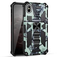 Чехол Military Shield для Iphone XS Max бампер противоударный с подставкой Turquoise