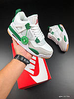 Жіночі кросівки Nike Air Jordan 4 Retro Білі із Зеленим