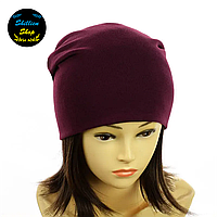 Женская трикотажная шапка - Однотонная - Бордовый