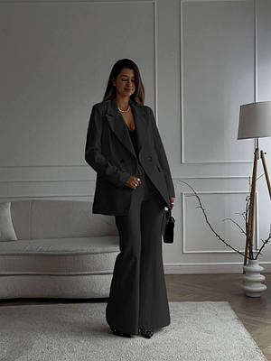 Жіночий діловий костюм-двійка (піджак + штани кльош) у кольорах (42-44, 46-48 розміри)