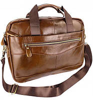Кожаная офисная сумка-портфель для документов JZ 39х29х9см Коричневая