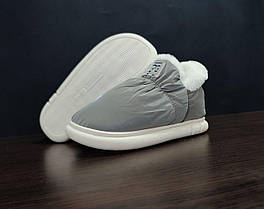 Дутики UGG GREY СІРНІ високі з Опушкою на білій підошві жіночі без застібки непромокальні зимові, фото 4