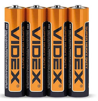 Videx R6P, AA 4шт. SHRINK, батарейка сольова, 1.5В, 850мАч