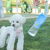 Поїлка з кнопкою 400 ml TRAVEL Bottle з вушками для собак - рожева, фото 3