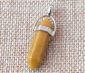 Маятник для біолокації кам'яний шестигранний із пояском Жовта яшма