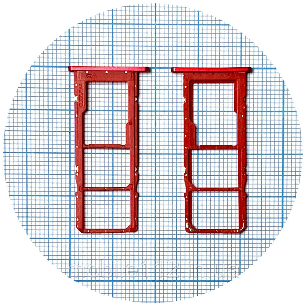 Тримач SIM карти Samsung Galaxy A02s A025F (червоний на 2 SIM + MicroSD), фото 1