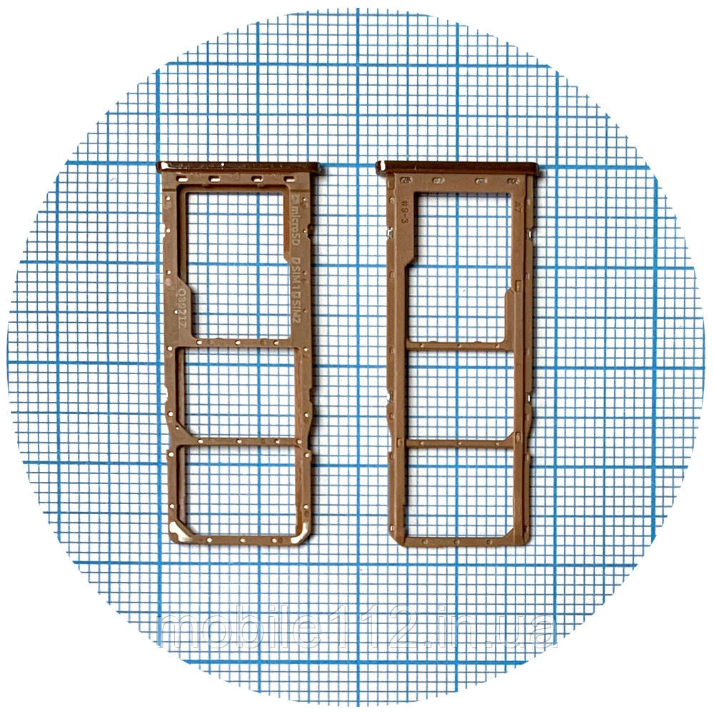 Тримач SIM карти Samsung Galaxy A7 2018 A750F (золотистий на 2 SIM + MicroSD), фото 1