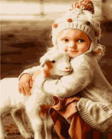 Картина по номерам Люди, Животные. Девочка и козленок, , 40х50см, в термопакете, Strateg (GS974)