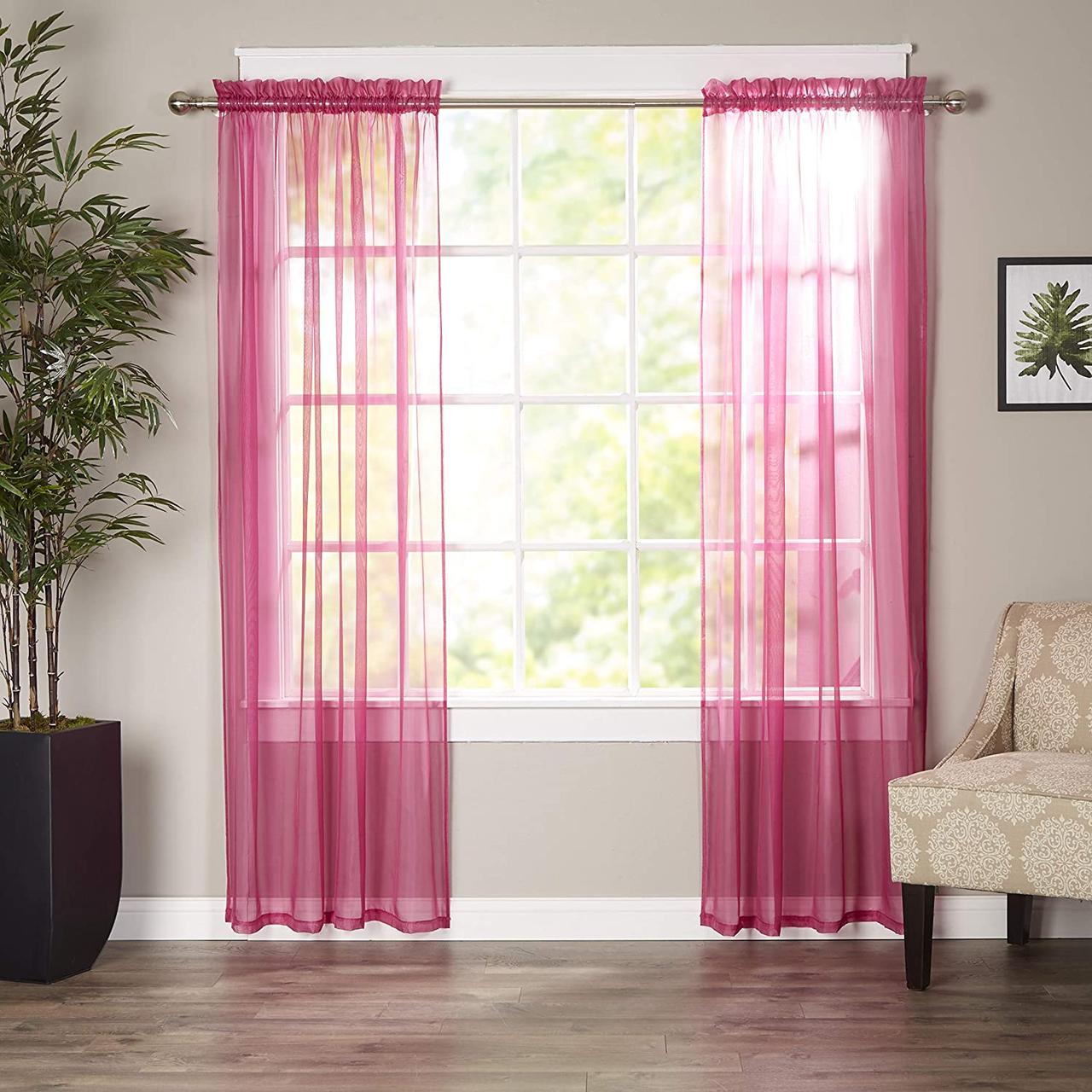 40 x 84inch Hot Pink Роскошные прозрачные шторы Elegant Comfort, шторы для обработки окон с карманом для - фото 1 - id-p1922487611