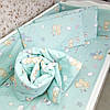 Дитяча постіль для новонароджених хлопчику Блакитна Постільна білизна для хлопчика в ліжечко дитяче підковдра 90*120 простирадло наволочка, фото 3