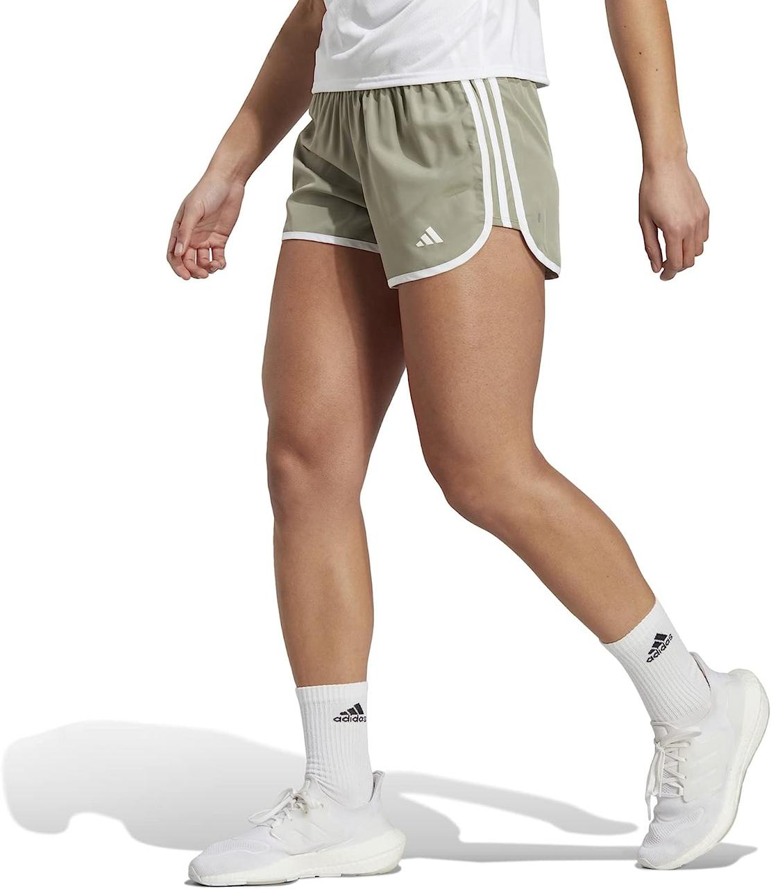Medium 4 Inches Silver Pebble/White Жіночі шорти adidas Marathon 20 City Clash