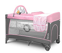 Кроватка-манеж для девочки с пеленальным столиком Lionelo Flower Flamingo розовый Польша