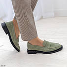 Замшеві жіночі оливкові туфлі лофери, фото 2